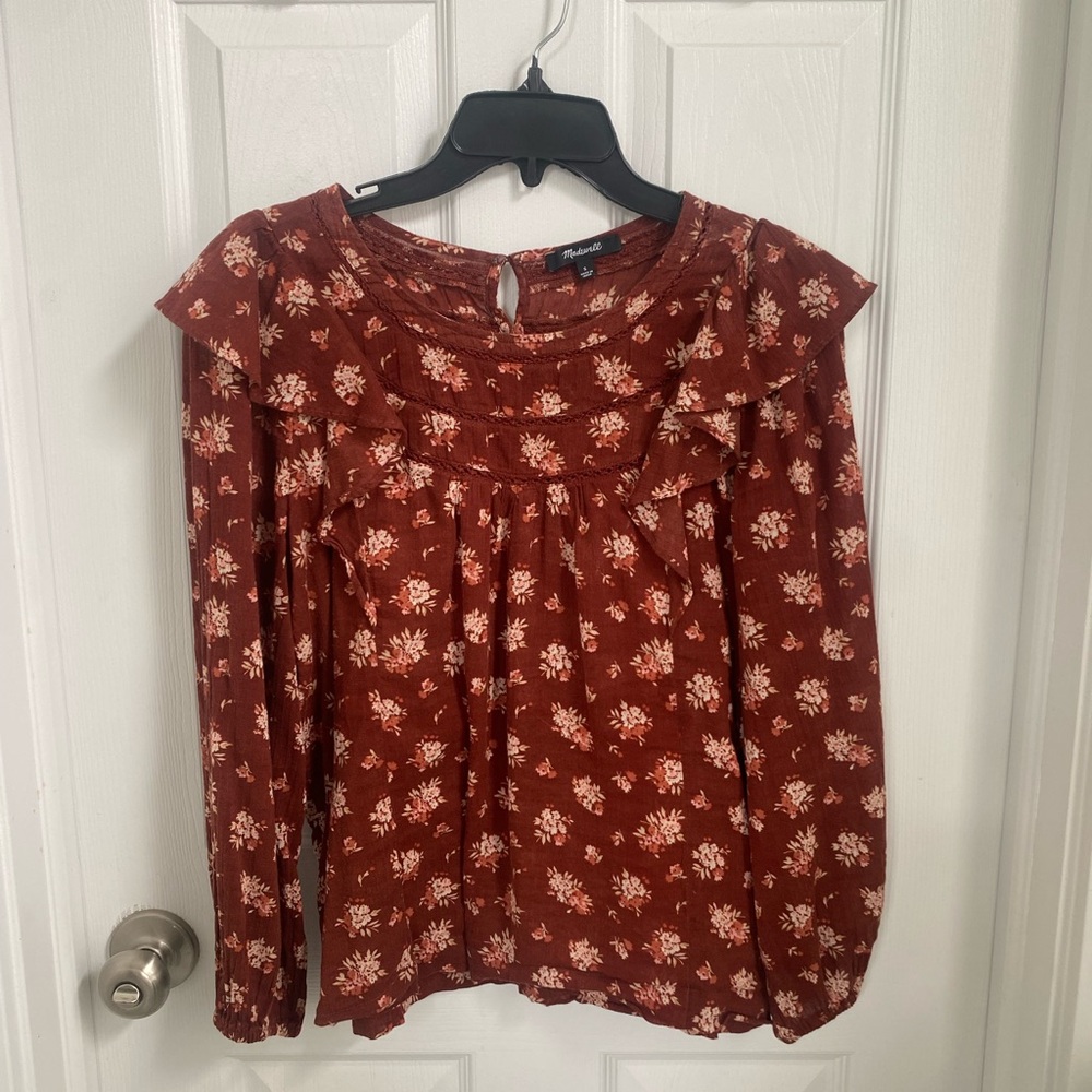 Madewell Rust Floral Blouse